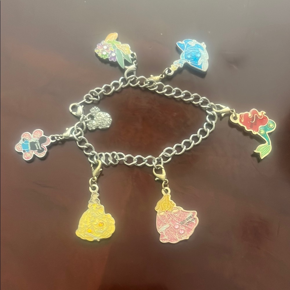 Disney Princess Charm Bracelet with 7 Adorable Charms from Walt Disney World.